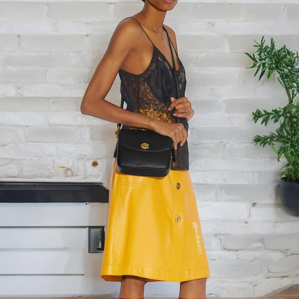 Coach Cassie Croc Leather Crossbody + Cardholder in Black/Silver NWT - Picture 10 of 12